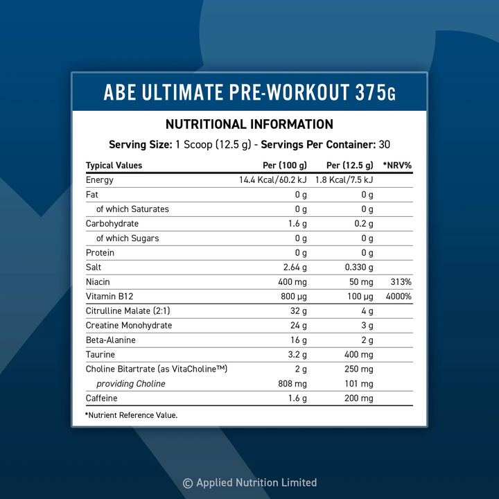 Pre-Workout, Applied Nutrition ABE, Ultimate Pre-Workout, 375g