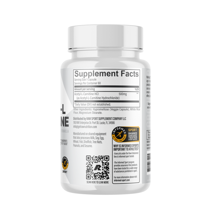 Acetil L-Carnitina, RAW Nutrition, Acetyl L-Carnitine, 60 Capsule