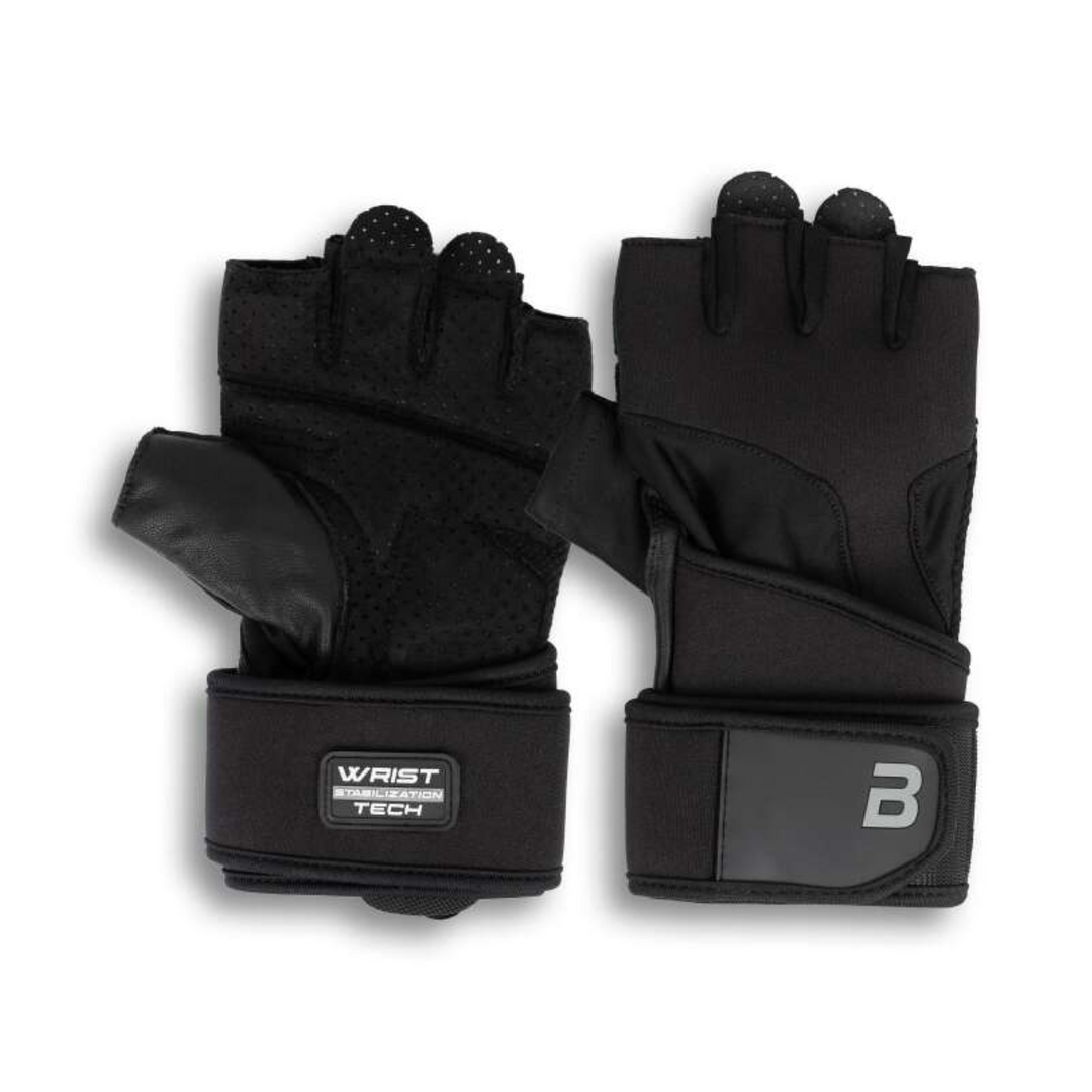 Mănuși din Piele cu Suport pentru Incheieturi, BioTechUSA, Fitness Gloves Kyle, Black