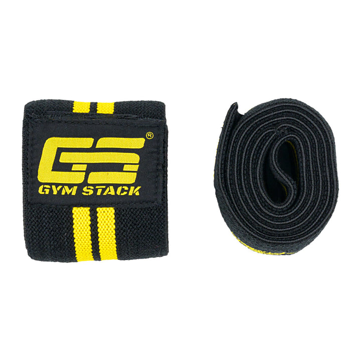 Fase pentru Genunchi, Gym Stack, Knee Wraps, Black / Yellow