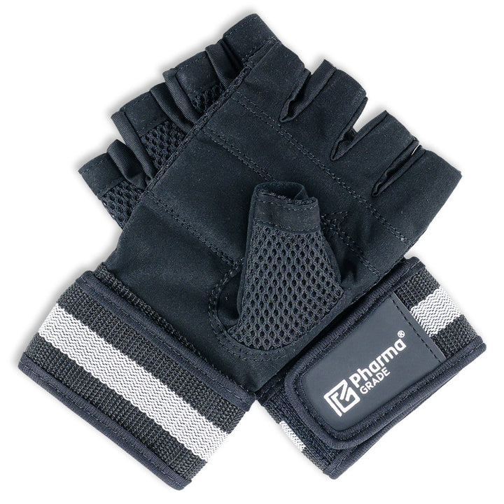 Manusi Fitness, Pharma Grade, Fitness Gloves Simple, Black / White