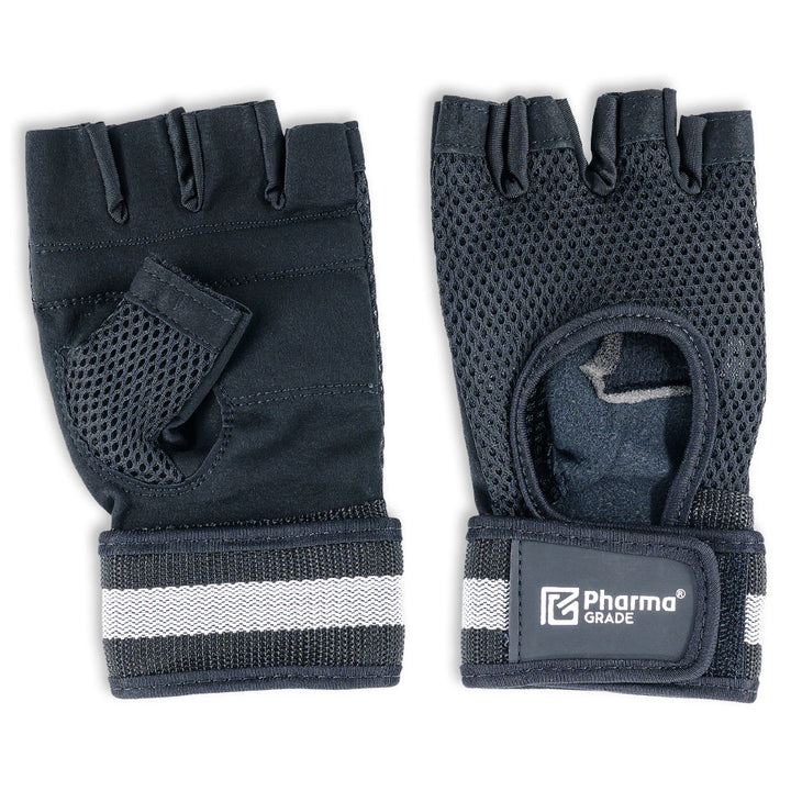 Manusi Fitness, Pharma Grade, Fitness Gloves Simple, Black / White