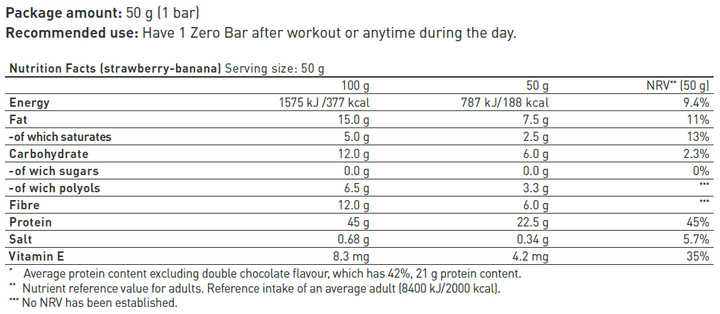 Baton de ciocolata proteic, BioTechUSA Zero Bar, 50g