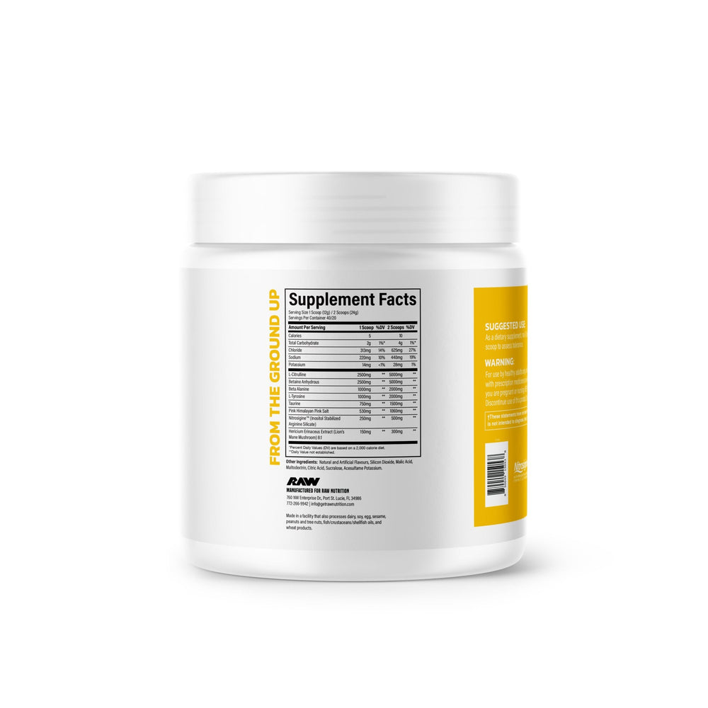 Pre-Workout, RAW Nutrition, Pump Non-Stim, 480g